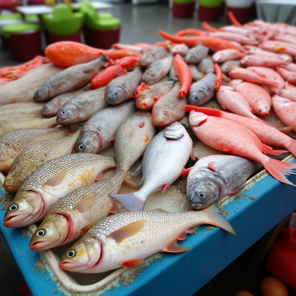 a_photo_realistic_image_from_top_shot_of_large_big_bowl_of_fresh_fishes_in_a_sun-drenched_grassy_me_f6nhmbo33jzvmr0kgysa_3